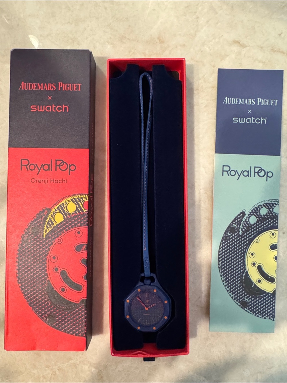 Audemars Piguet x Swatch Royal Pop collection Pendant Watch with Orange Accents